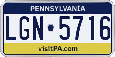 PA license plate LGN5716