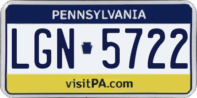 PA license plate LGN5722