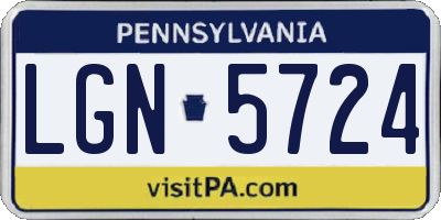 PA license plate LGN5724
