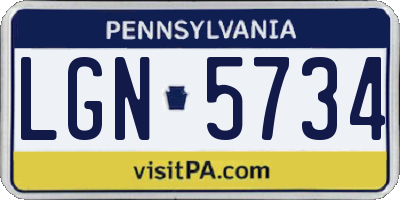 PA license plate LGN5734