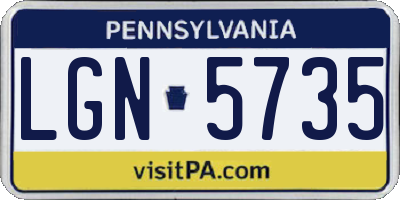 PA license plate LGN5735