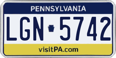 PA license plate LGN5742