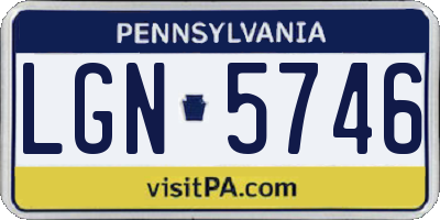 PA license plate LGN5746