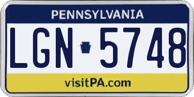PA license plate LGN5748