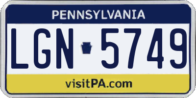 PA license plate LGN5749