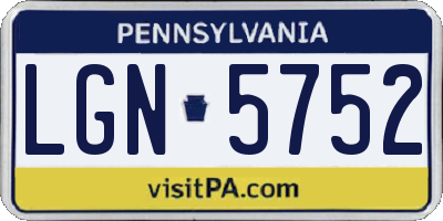PA license plate LGN5752