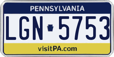 PA license plate LGN5753