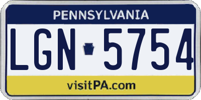 PA license plate LGN5754