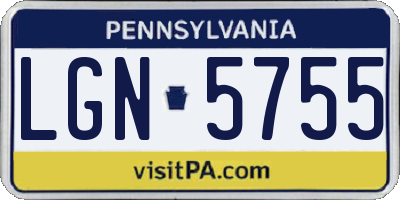 PA license plate LGN5755