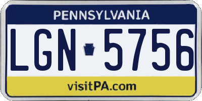 PA license plate LGN5756