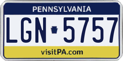 PA license plate LGN5757