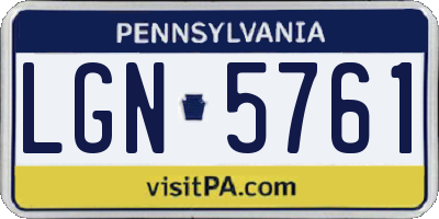PA license plate LGN5761