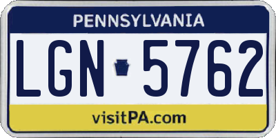 PA license plate LGN5762