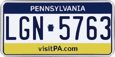 PA license plate LGN5763