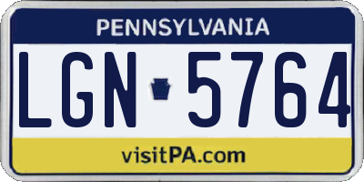 PA license plate LGN5764