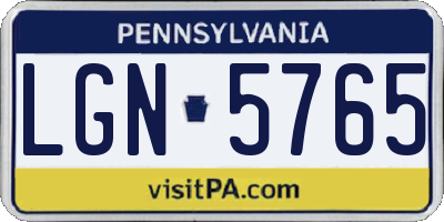 PA license plate LGN5765