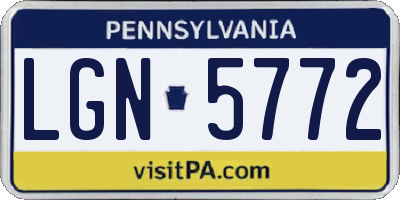 PA license plate LGN5772