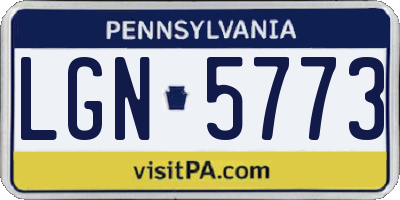 PA license plate LGN5773
