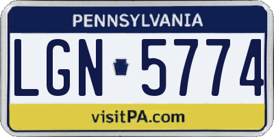 PA license plate LGN5774