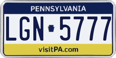 PA license plate LGN5777