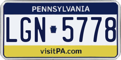 PA license plate LGN5778