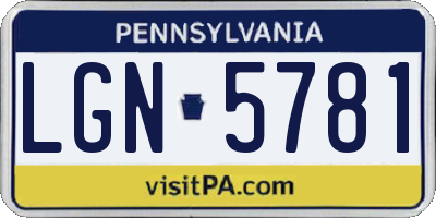 PA license plate LGN5781