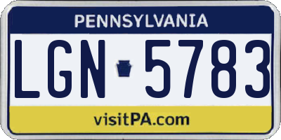 PA license plate LGN5783