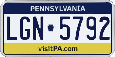 PA license plate LGN5792