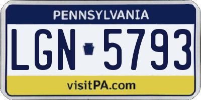 PA license plate LGN5793