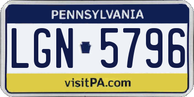 PA license plate LGN5796