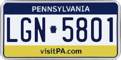 PA license plate LGN5801
