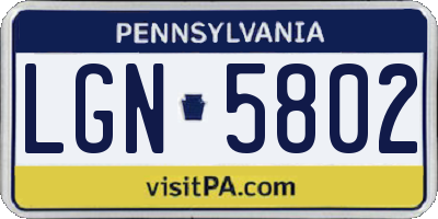PA license plate LGN5802