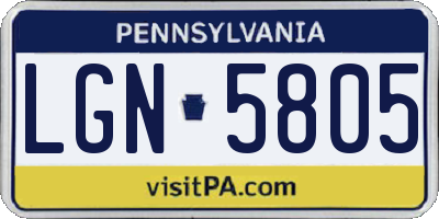 PA license plate LGN5805