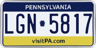 PA license plate LGN5817