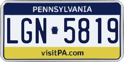 PA license plate LGN5819