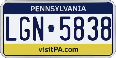 PA license plate LGN5838