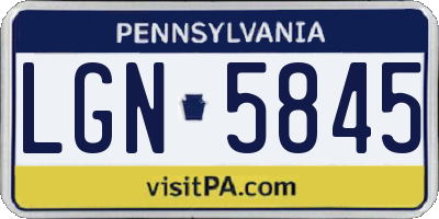 PA license plate LGN5845