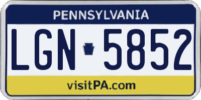 PA license plate LGN5852