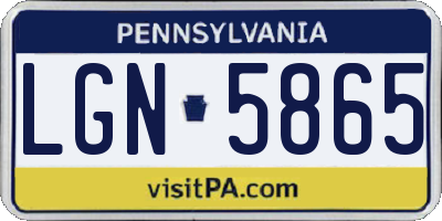 PA license plate LGN5865