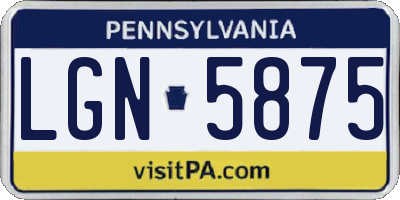 PA license plate LGN5875