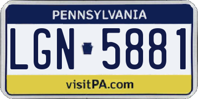 PA license plate LGN5881