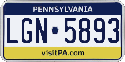 PA license plate LGN5893