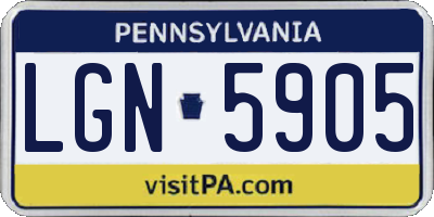 PA license plate LGN5905