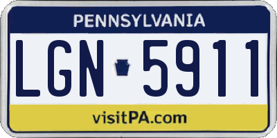 PA license plate LGN5911