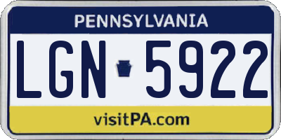 PA license plate LGN5922