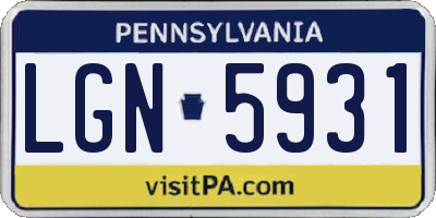 PA license plate LGN5931