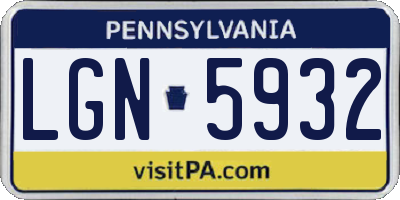 PA license plate LGN5932