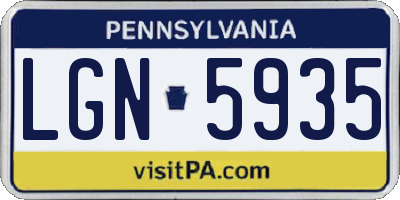 PA license plate LGN5935