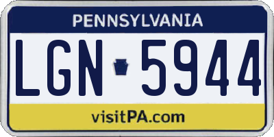 PA license plate LGN5944
