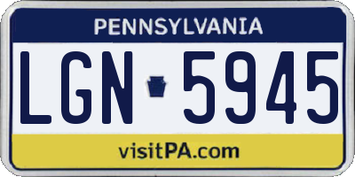 PA license plate LGN5945